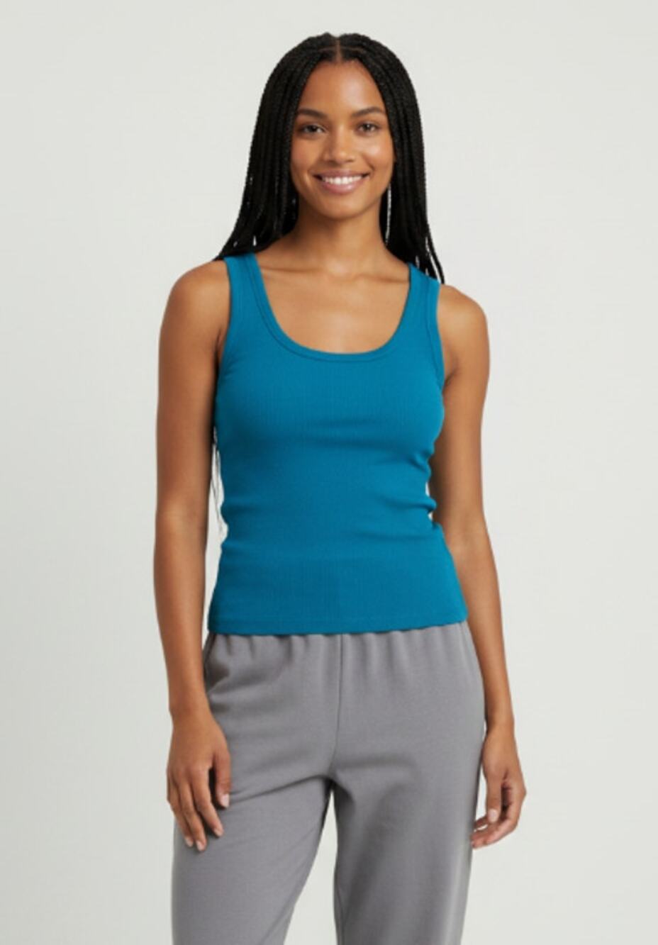 JENNI WOMENS RIBBED SLEEP LOUNGE TANK TOP CELESTIAL BLUE SIZE XS
